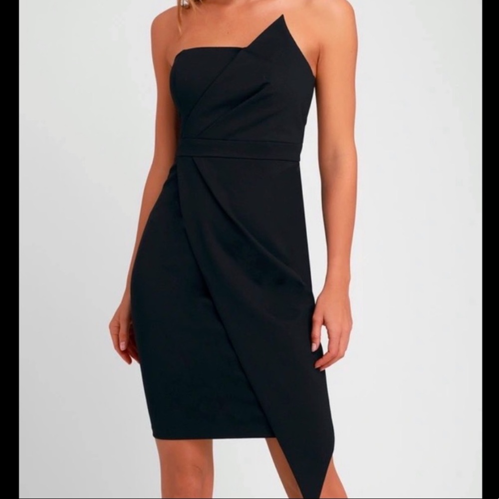 LuLus Queen of the City Black Strapless Dress